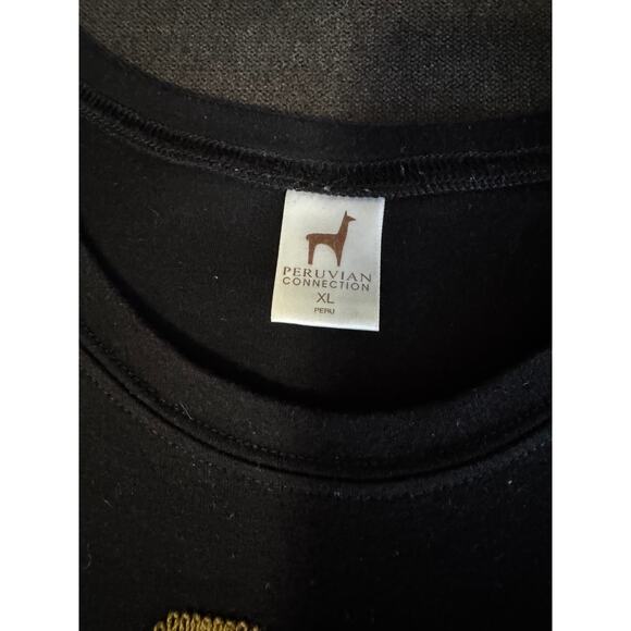 PERUVIAN CONNECTION Black Embroidered Pima Cotton T-Shirt XL Peru - Picture 6 of 6